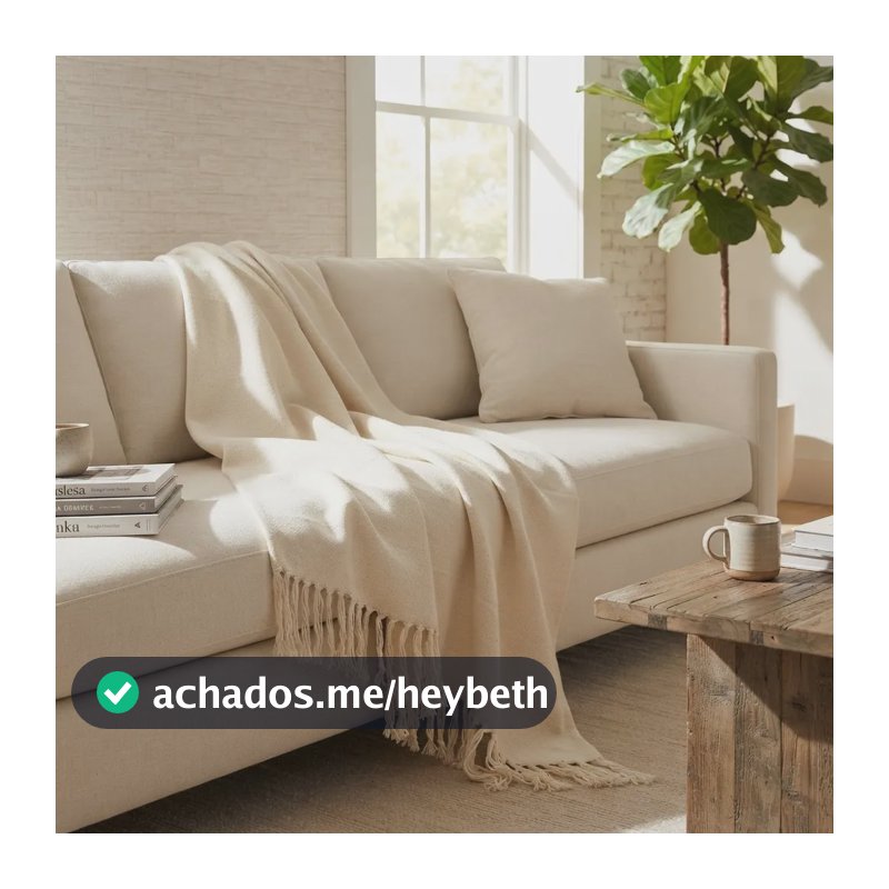 Manta Para Sofá Gigante Decorativa Protetora 2,40x1,80 Cru