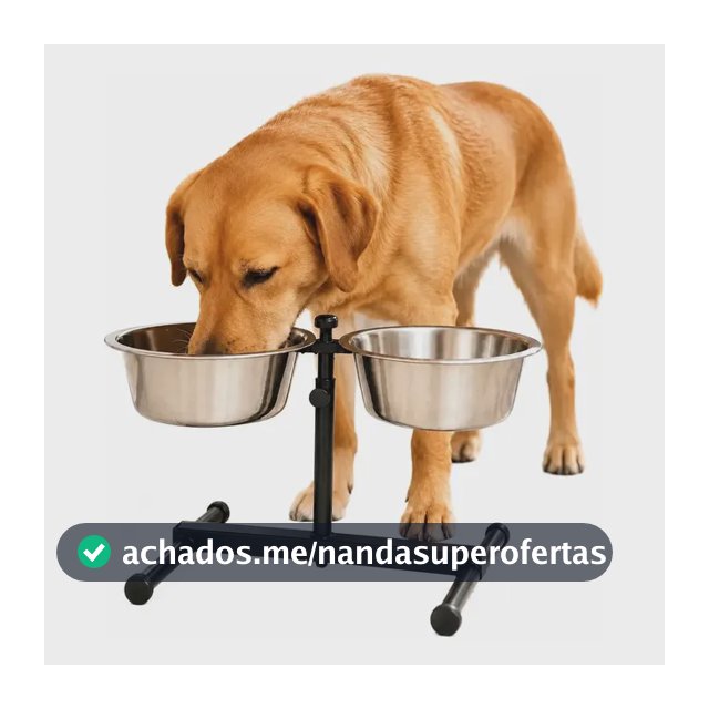 Comedouro Elevado Duplo Regulável Ajustável Cães Médio Preto