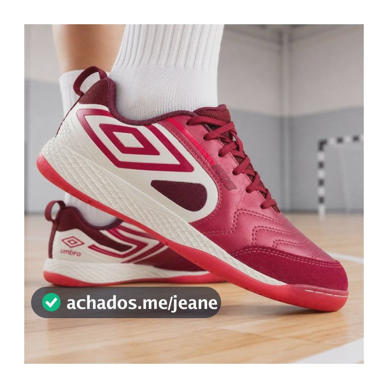 Chuteira Futsal Umbro Pro 5 Bump Couro Cherry Club Original Vermelho-cereja 39