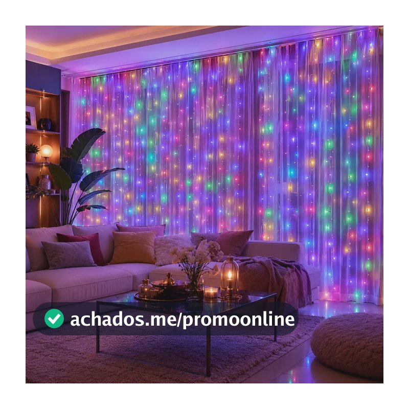 33m Cortina De Luz 300 Pisca Pisca Led Decoração De Natal Multicolorido