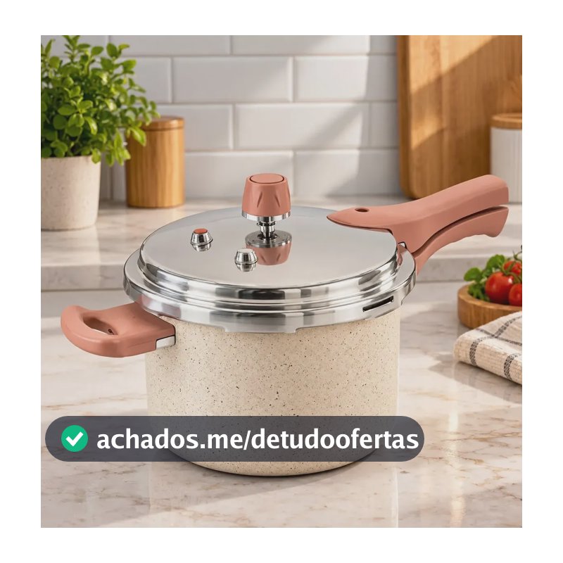 Panela De Pressão OIKOS 4,4 Litros Com Fundo De Indução E Revestimento Cerâmico
