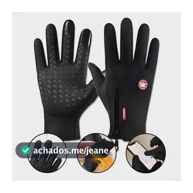 Luva Moto Motoqueiro Impermeável Térmica Inverno Frio Touch Preto Único - M Ao Gg