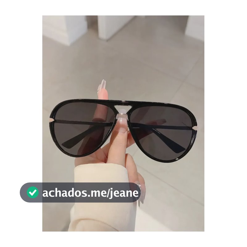 Óculos De Sol Aviador Com Lentes Coloridas Cinza-escuro Preto Dourado