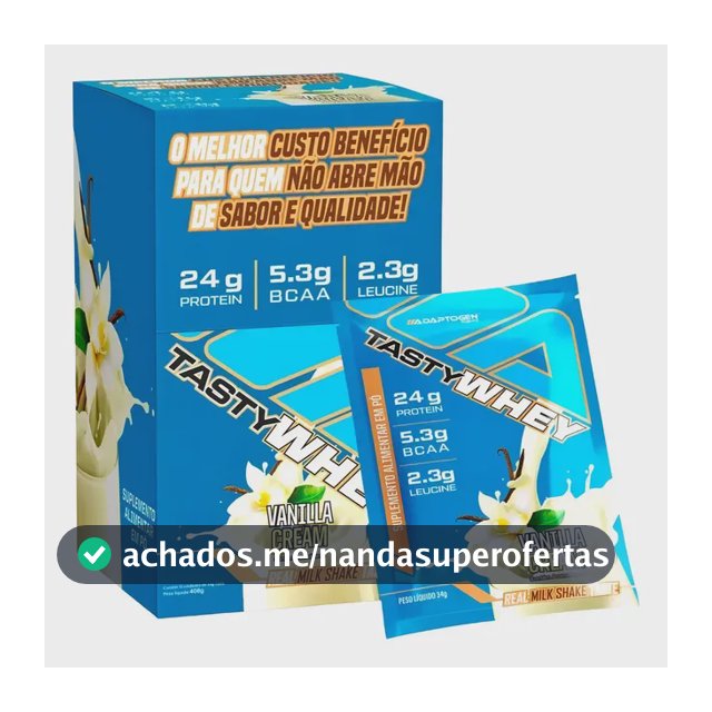 Whey Protein Adaptogen Tasty Whey Creme Baunilha 24g Proteína 12 Sachês