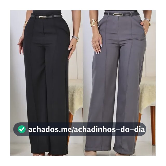Kit 2 Calça Pantalona Feminina Alfaiataria Elegante C/ Cinto
