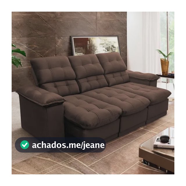 Sofá Retrátil Reclinável Atenas 2,30m Suede Velut Marrom