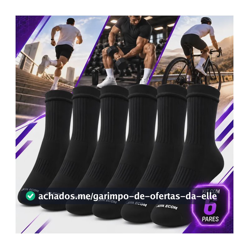 Kit 6 Meias Poliamida Corrida Esportiva Bike Runing Academia Preto 39 Ao 43