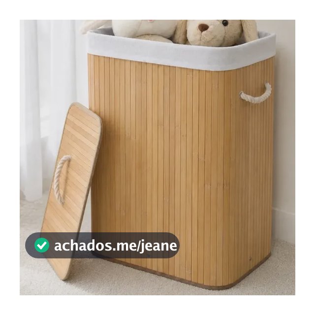 Cesto Roupa Suja Bambu Olga Casa Retangular Bege 60 cm Dobrável