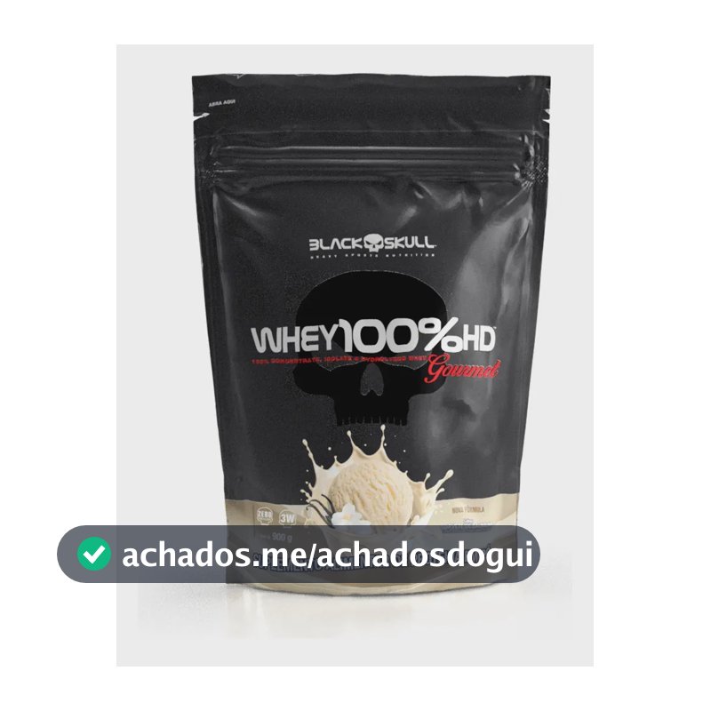 Whey 100% Hd 900g Refil Gourmet - Black Skull Sabor Baunilha