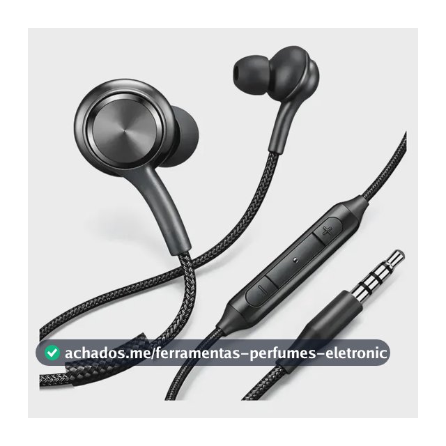 Fone De Ouvido P2 Microfone E Controle Com Fio Nylon Reforçado Para Celular, Notebook, Pc E Smartphone Cor Preto