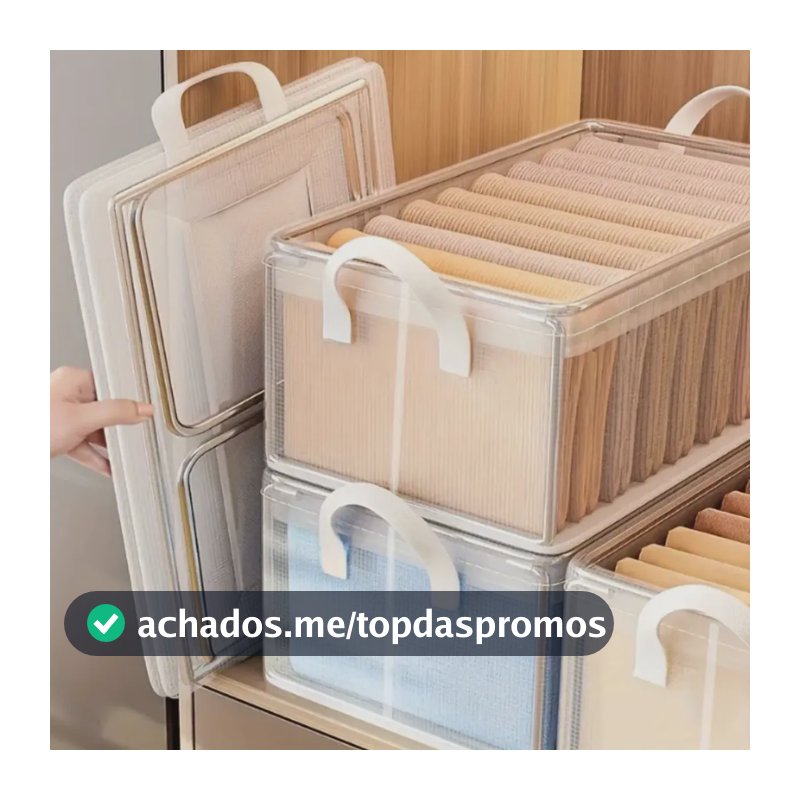Kit 3 Cestos Organizadores Transparentes Empilháveis Transparente