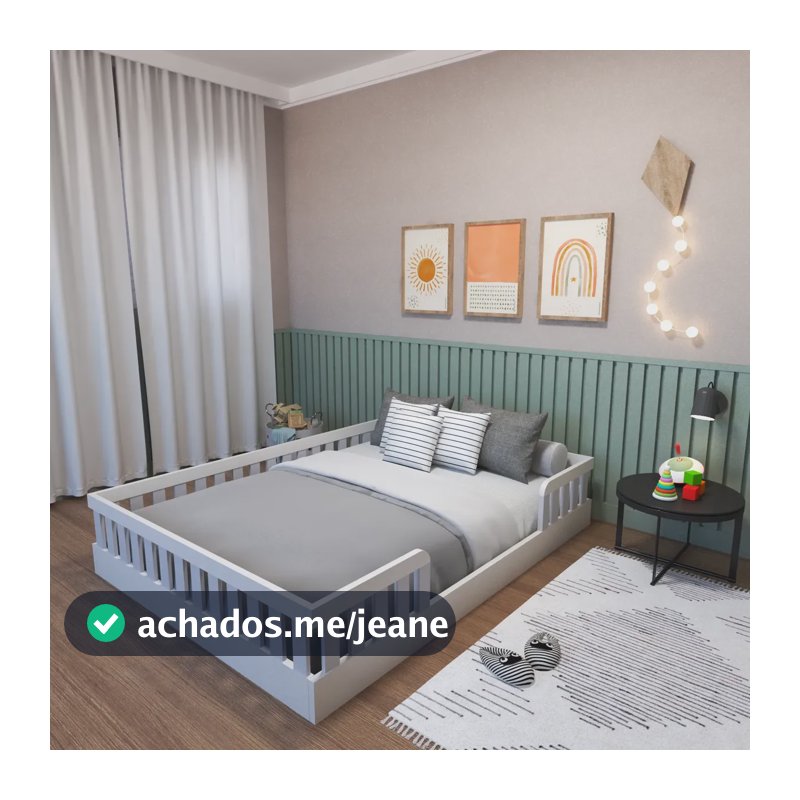 Cama Infantil Montessoriana Casal Sol Yescasa Branco/cinza Cristal
