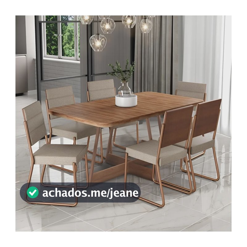 Conjunto Sala De Jantar 6 Cadeiras Charlotte Carraro Rose