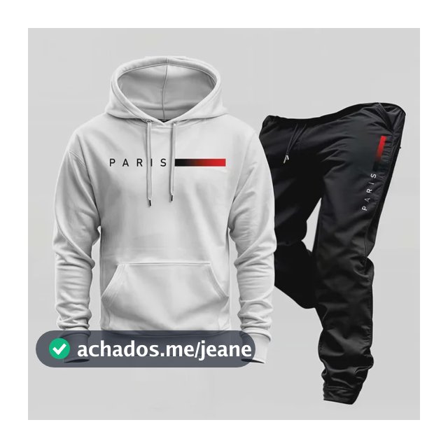 Conjunto Moletom Paris Kit Calça E Blusa Frio Canguru Capuz