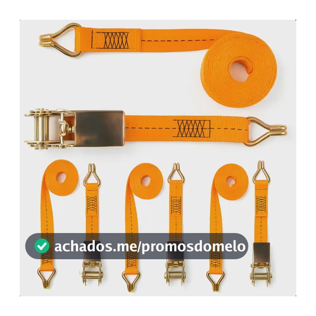4 Conjunto Catraca Amarração Cinta Preta 4,6 Metros 800kg