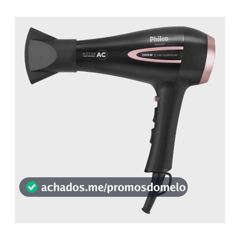 Secador De Cabelos Philco Psa3250 Íons Tourmaline 2100w Cor Preto
