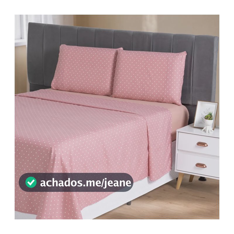 Jogo De Lençol Queen 400 Fios 4 Peças Toque Macio Conforto Bolinhas Rose