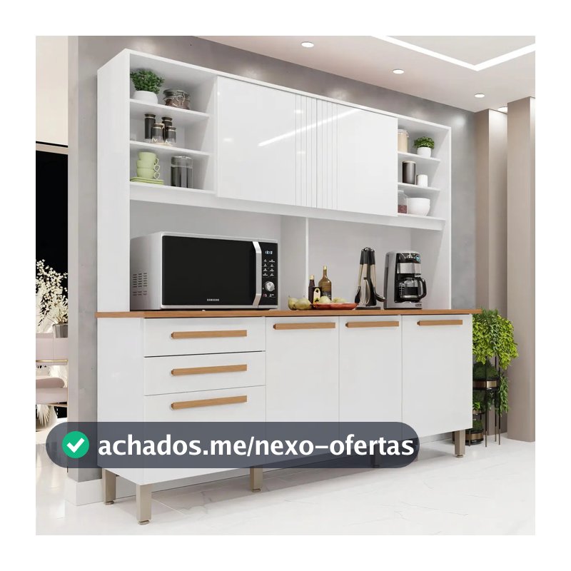 Armário de cozinha 6 portas 2 gavetas Adelle Yescasa jawt branco neve