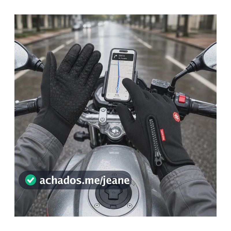 Luva Motoqueiro Impermeável Moto Térmica Proteção Frio Touch Preto G