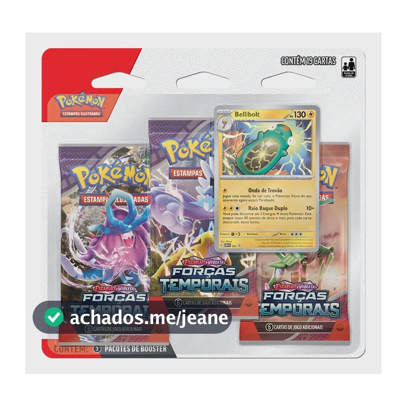 Blister Triplo Pokémon Forças Temporais Ev5 Bellibolt Copag Idioma Português Pokémon tcg