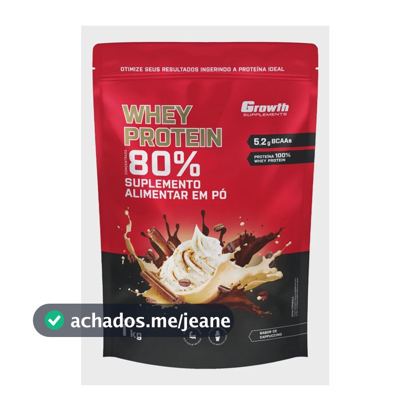 Suplemento em pó Growth Supplements Whey Protein Concentrado sabor Capuccino 1 kg