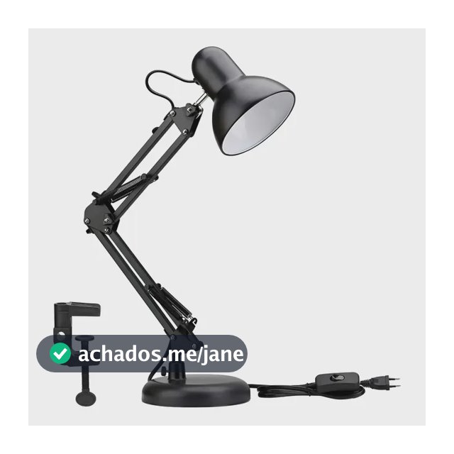 Luminária De Mesa Dapon Articulada Abajur Modelo Pixar Com Base e Garra Cor Preto