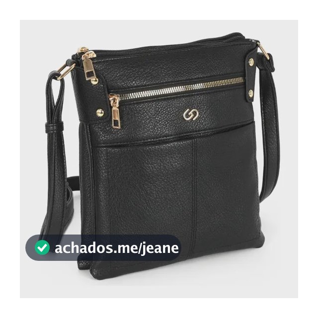 Bolsa Transversal Sintetica Alça Regulavel Gash Pu Bs72906 Preto Lisa Metal