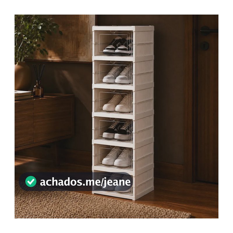 Sapateira Vertical Empilhável Caixa Sapato Tênis 6 Andares Cor Branco