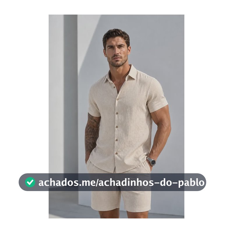Camisa Manga Curta Viscose Old Money Confortavel Bege Liso M
