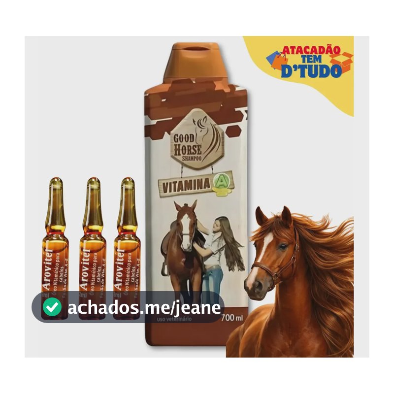 Kit Shampoo De Cavalo Good Horse +3 Vitamina A +e Arovitel