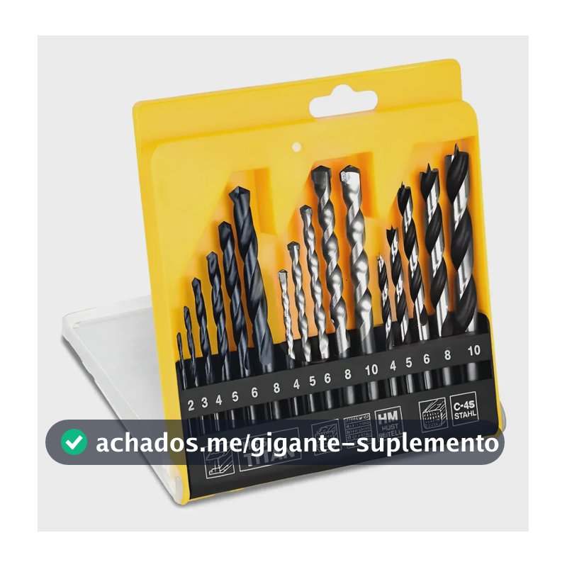 Kit Jogo De Brocas 16 Peças Metal Alvenaria Madeira C/ Estoj