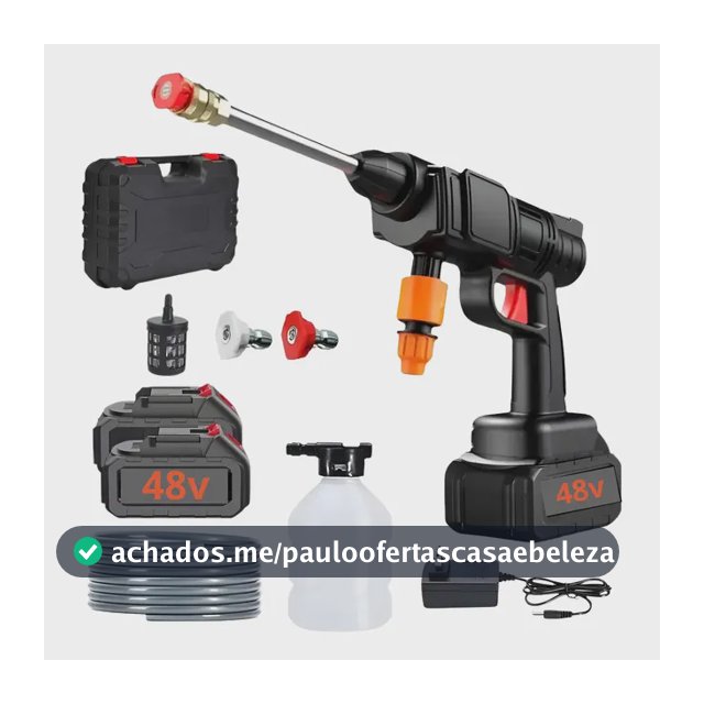 Lavadora Portátil Alta Pressão Pistola 1000W 48V 2 Baterias