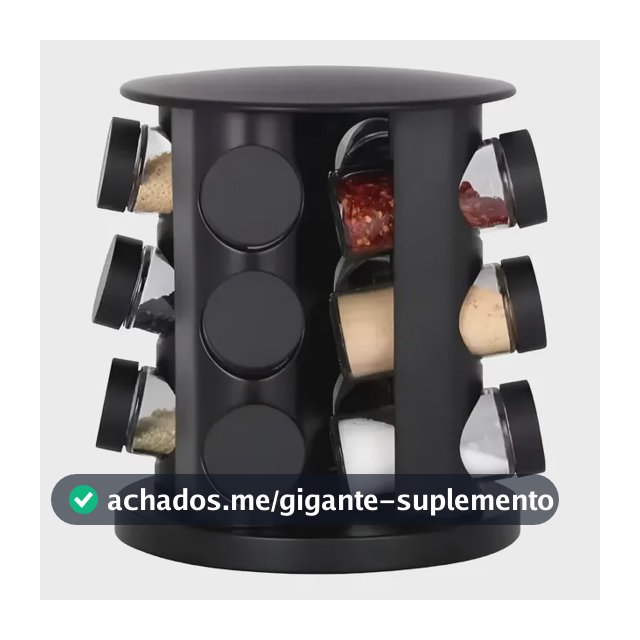 Porta Condimento Temperos Giratório 9 Potes Vidro Com Tampa Cor Preto