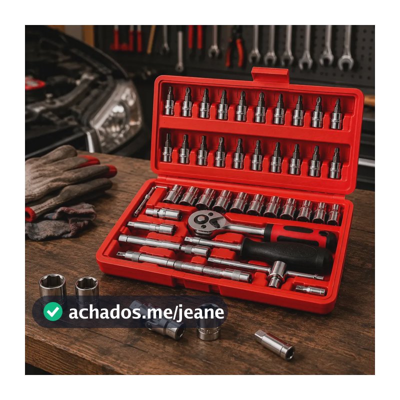 Caixa Ferramentas Kit 46 Peças Mecânico Jogo Profissional Ve Vermelho