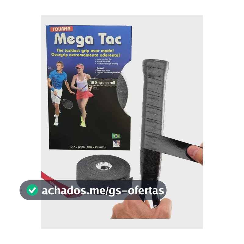 Overgrip Profissional Tourna Mega Tac Preto 10 Unidades Para Tênis