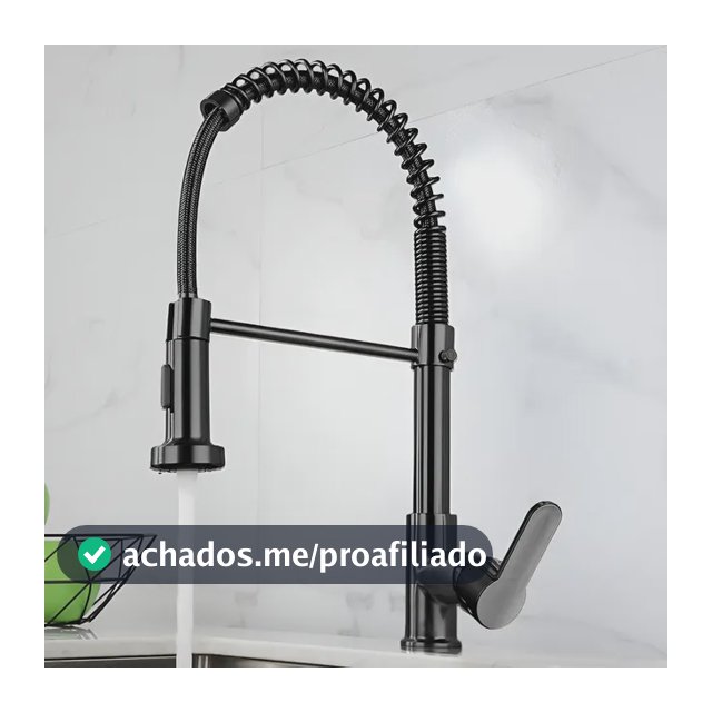 Torneira Cozinha Gourmet Bancada Flexível Monocomando Pia Preto B22-black