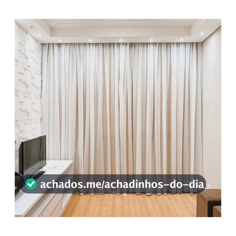 Cortina De Linho Palha Off White 4,00x2,80 Trilho Suiço Maxi Palha Off White Bege