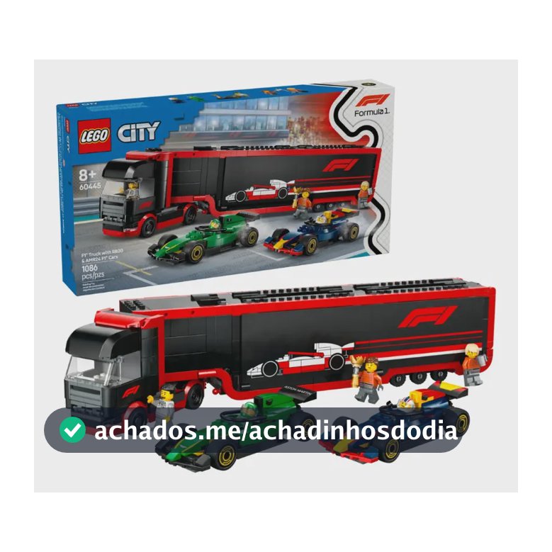 Caminhão City F1 com carros Rb20 e Amr24 60445 Lego