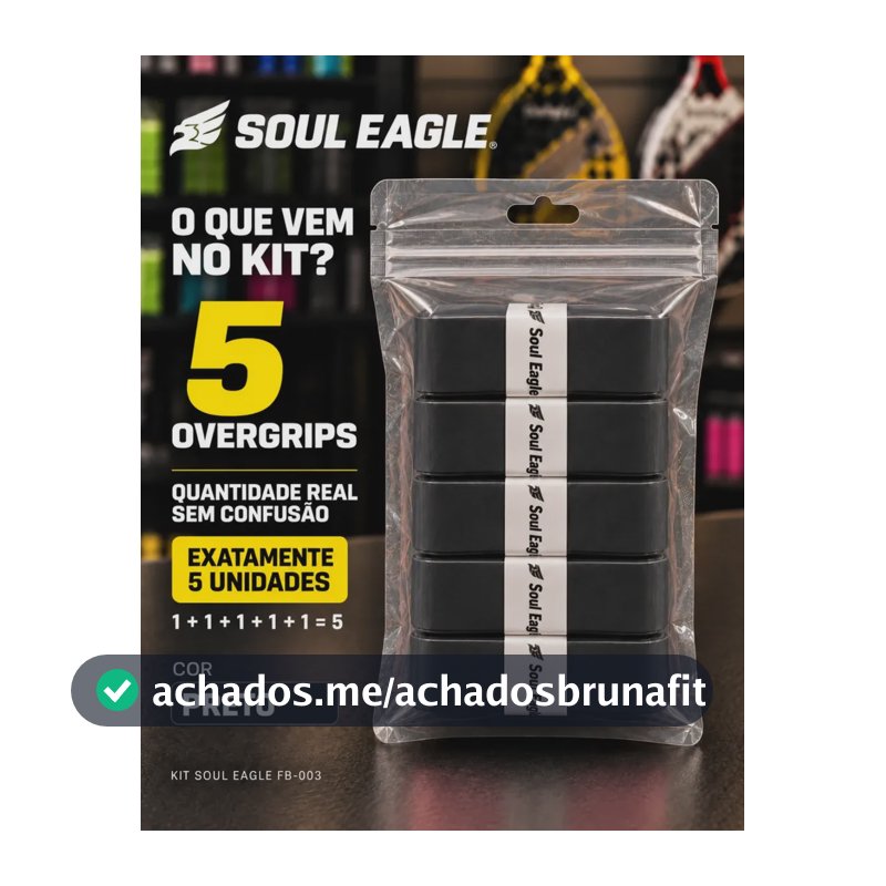 Overgrip Kit 5 Grip Raquete Beach Tennis Padel Tênis Branco Preto