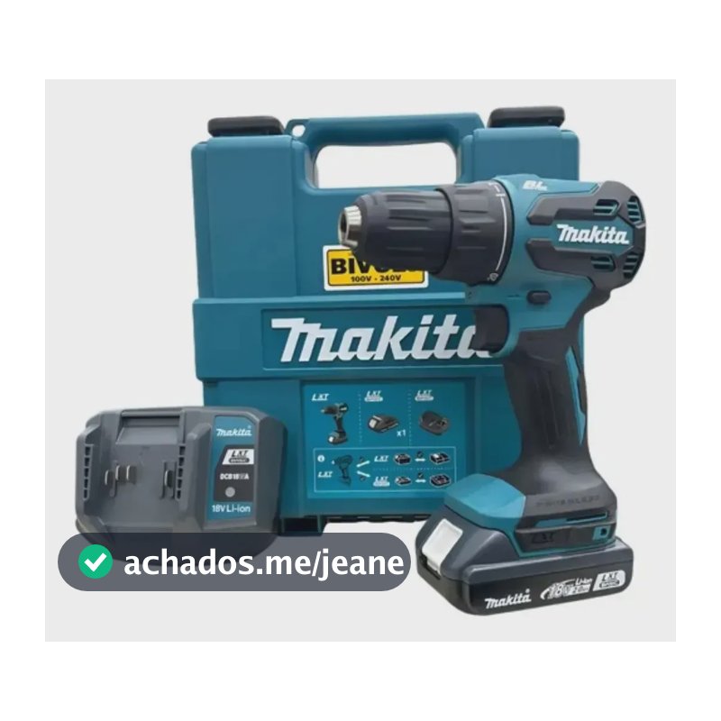 Parafusadeira Furadeira Impacto 18v 2 Baterias Maleta Makita Azul-marinho