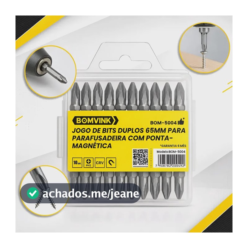 Kit Ponteiras Bits 65mm Ponta Dupla Magnetica Parafusadeira
