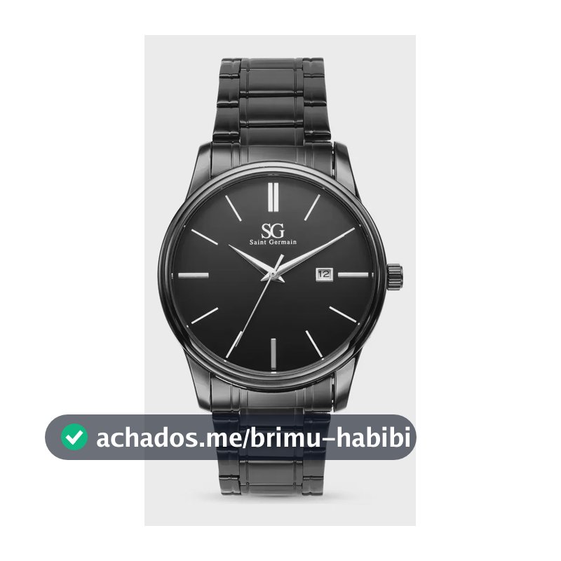 Relógio Chroma Masculino Preto Saint Germain Clássico Caixa Preta Detalhes Prata 42mm