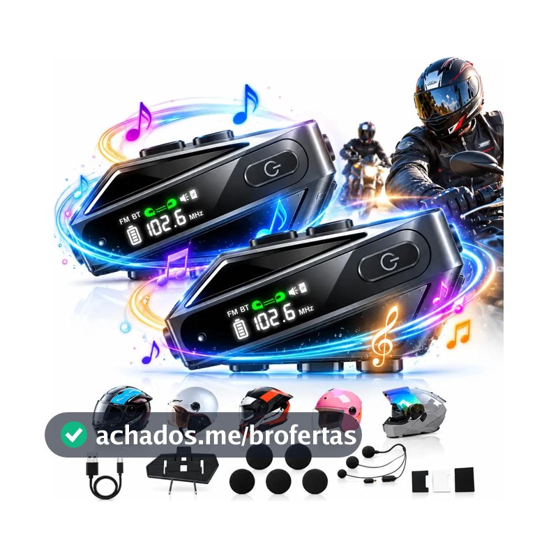Par Intercomunicador Capacete Moto Kuerl Bluetooth Sem Fio