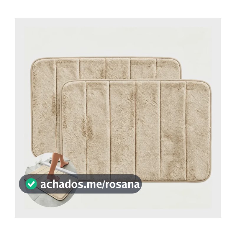 Kit 2 Tapetes Felpudos Banheiro Antiderrapantes 60x40cm Marrom Geométrico