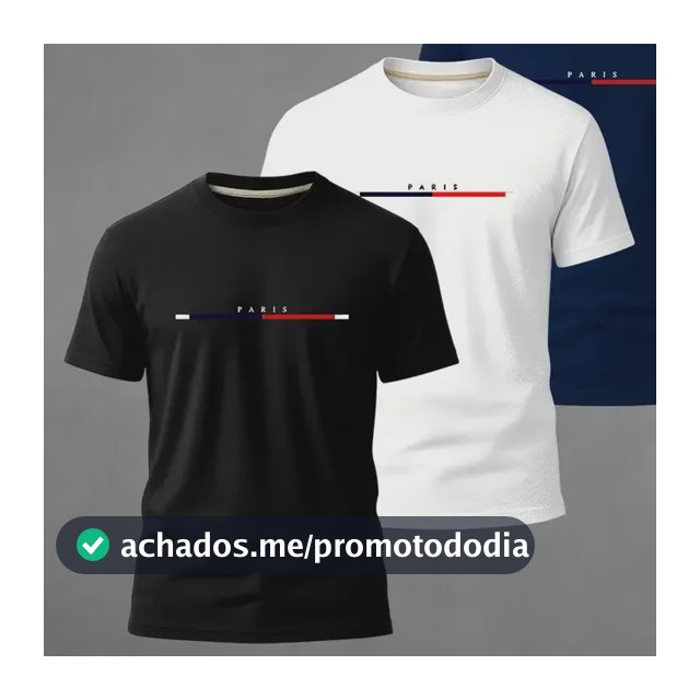 Kit 3 Camiseta Camisa Estilo Casual Paris 100% Algodão