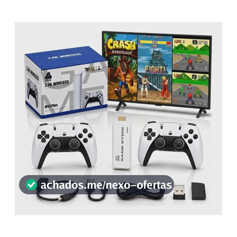 Adaptador Videogame Game Stick M15 2 Controles Branco Bivolt Branco