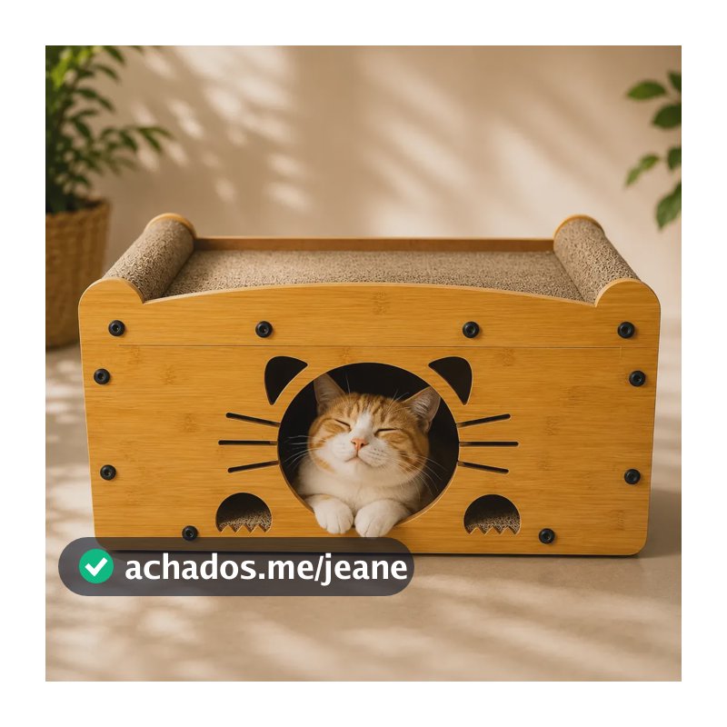 Arranhador Casinha Toca Gato Mdf E Papelão Antiestresse  Marrom