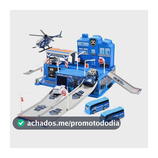 Pista de Carrinhos Maxi Toys Polícia com 5 Veículos e Acessórios 48x36cm