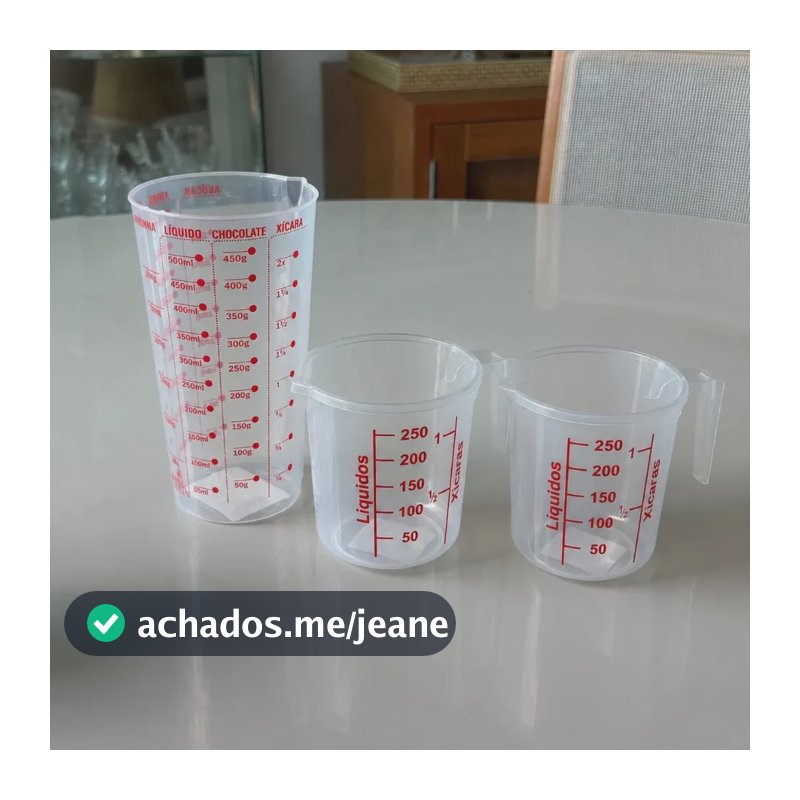 Kit 3 Copos Medidor Bico Dosador Medida 500ml / 250ml / 250 Sortido