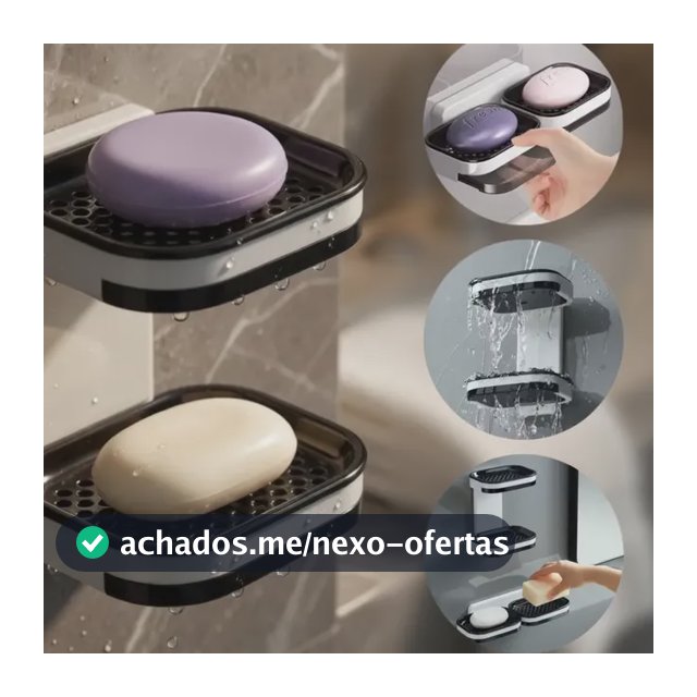 Saboneteira Parede Banheiro Dupla Suporte Sabonete Adesivo Branco/preto
